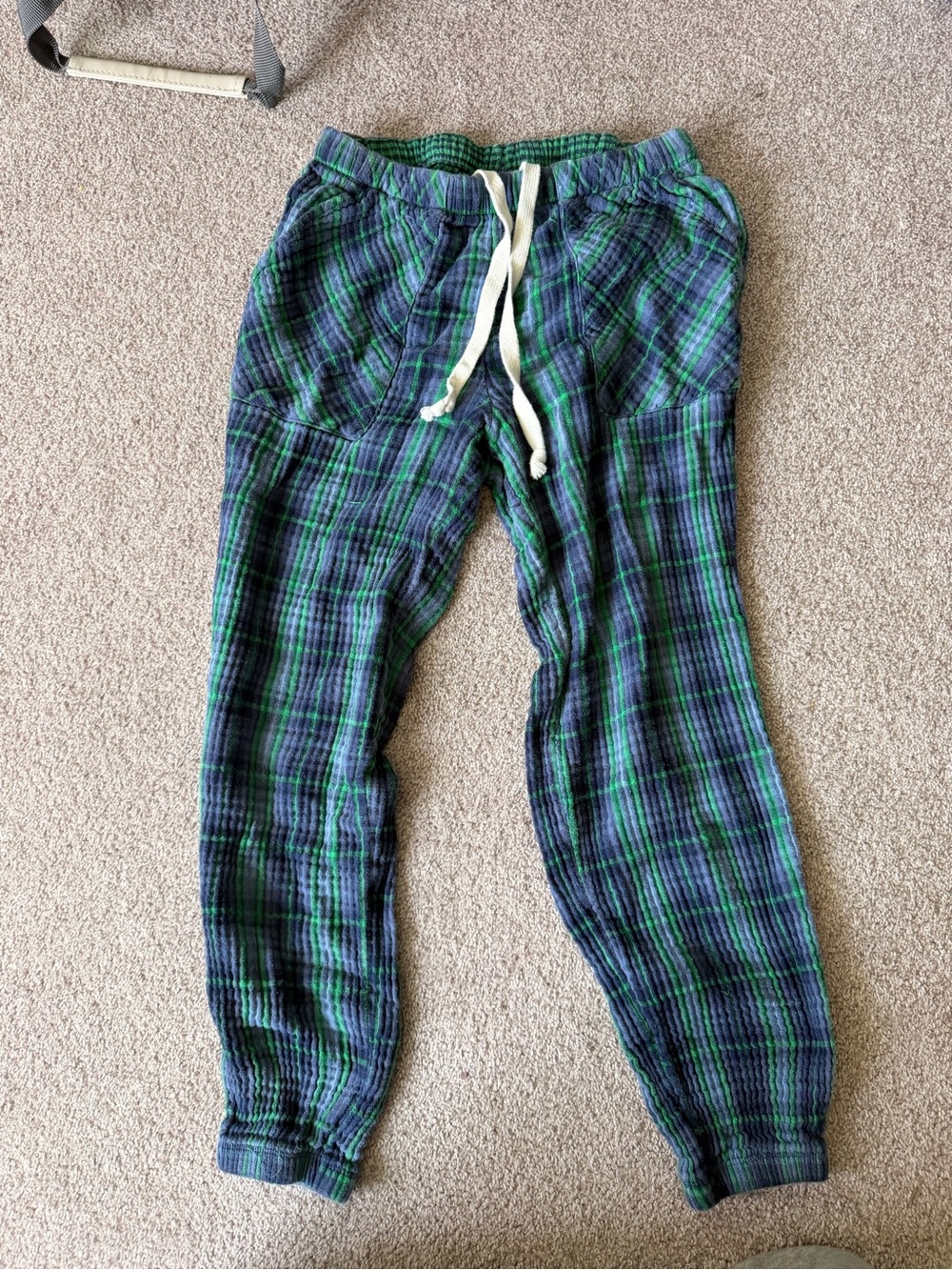 aerie Blue and Green Plaid Drawstring Joggers